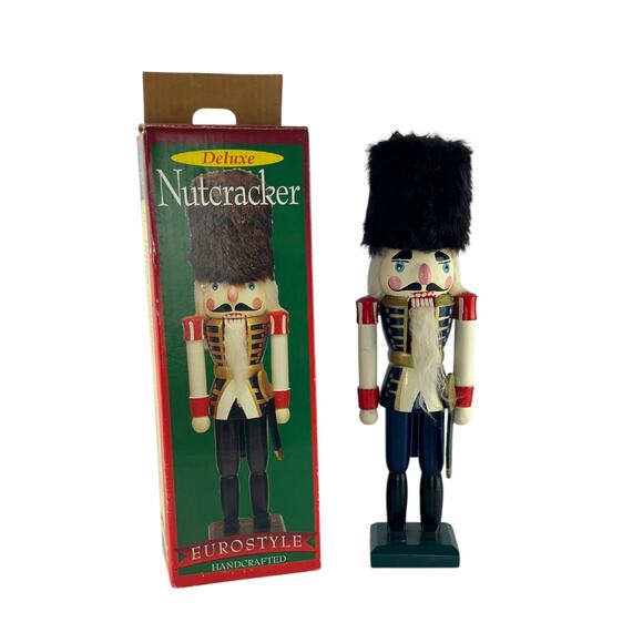 Deluxe Handcrafted Wooden Nutcracker 15" Eurostyle Christmas Decor Hand Painted - Picture 1 of 13